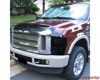 Spec-D Factory Style Headlights w/ Amber Reflectors (Chrome Housing/Smoked Lens) Ford F-Series 2008-2010 - 2LH-F25008G-RS