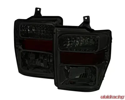 Spec-D Factory Style Headlights w/ Amber Reflectors (Chrome Housing/Smoked Lens) Ford F-Series 2008-2010 - 2LH-F25008G-RS