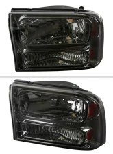 Spec-D 1 Piece Smoke Euro Headlights Ford F250 1999-2004                                     - 2LH-F250991PCG-ABM - Image 2