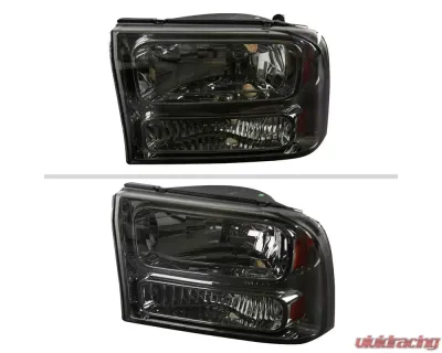 Spec-D 1 Piece Smoke Euro Headlights Ford F250 1999-2004 - 2LH-F250991PCG-ABM