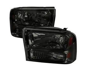 Spec-D 1 Piece Smoke Euro Headlights Ford F250 1999-2004