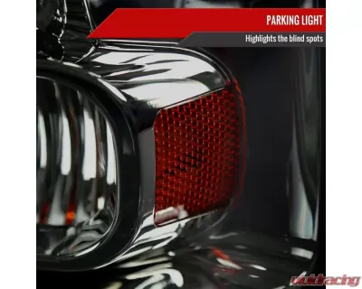 Spec-D 1 Piece Smoke Euro Headlights with LED Ford F250 1999-2004 - 2LH-F250991PCG-RS