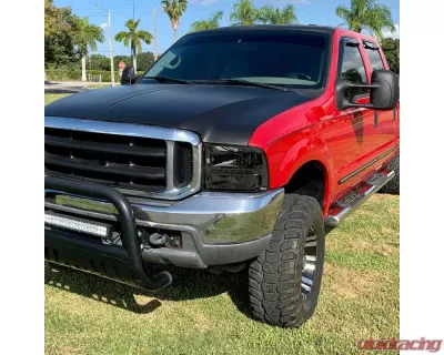 Spec-D 1 Piece Smoke Euro Headlights with LED Ford F250 1999-2004 - 2LH-F250991PCG-RS