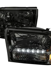 Spec-D 1 Piece Smoke Euro Headlights with LED Ford F250 1999-2004                                     - 2LH-F250991PCG-RS - Image 10