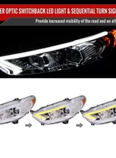 Spec-D Chrome Housing Clear Lens Switchback Sequential Turn Signal Projector Headlights Ford Fusion 2013-2016                                     - 2LHP-FUS13-SQ-TM - Image 2