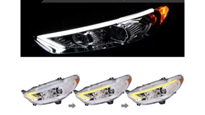 Spec-D Switchback Sequential Turn Signal Projector Headlights (Chrome Housing/Clear Lens)  Ford Fusion 2013-2016                                     - 2LHP-FUS13-SQ-TM - Image 2