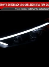 Spec-D Chrome Housing Clear Lens Switchback Sequential Turn Signal Projector Headlights Ford Fusion 2013-2016                                     - 2LHP-FUS13-SQ-TM - Image 3