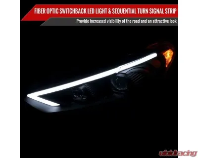 Spec-D Chrome Housing Clear Lens Switchback Sequential Turn Signal Projector Headlights Ford Fusion 2013-2016 - 2LHP-FUS13-SQ-TM