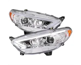 Spec-D Chrome Housing Clear Lens Switchback Sequential Turn Signal Projector Headlights Ford Fusion 2013-2016