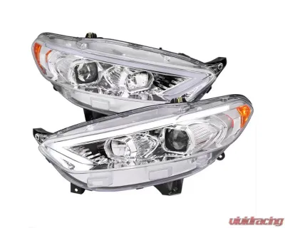 Spec-D Chrome Housing Clear Lens Switchback Sequential Turn Signal Projector Headlights Ford Fusion 2013-2016 - 2LHP-FUS13-SQ-TM