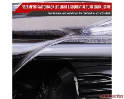 Spec-D Glossy Black Housing Clear Lens Switchback Sequential Turn Signal Projector Headlights Ford Fusion 2013-2016 - 2LHP-FUS13BK-SQ-TM