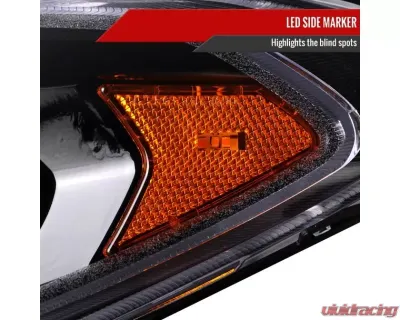 Spec-D Glossy Black Housing Clear Lens Switchback Sequential Turn Signal Projector Headlights Ford Fusion 2013-2016 - 2LHP-FUS13BK-SQ-TM