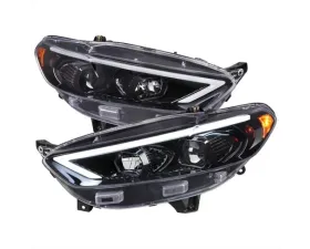 Spec-D Glossy Black Housing Clear Lens Switchback Sequential Turn Signal Projector Headlights Ford Fusion 2013-2016