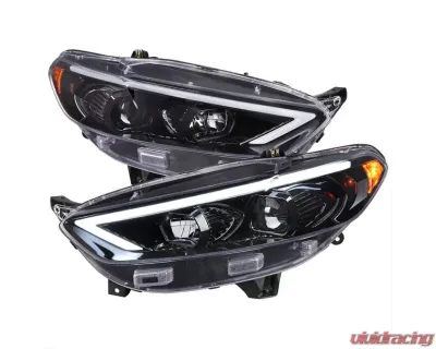 Spec-D Glossy Black Housing Clear Lens Switchback Sequential Turn Signal Projector Headlights Ford Fusion 2013-2016 - 2LHP-FUS13BK-SQ-TM
