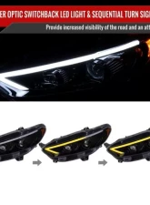 Spec-D Glossy Black Housing Smoke Lens Switchback Sequential Turn Signal Projector Headlights Ford Fusion 2013-2016                                     - 2LHP-FUS13G-SQ-TM - Image 2