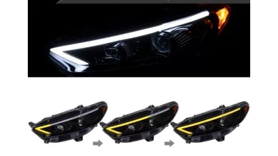 Spec-D Switchback Sequential Turn Signal Projector Headlights (Glossy Black Housing/Smoked Lens)  Ford Fusion 2013-2016                                     - 2LHP-FUS13G-SQ-TM - Image 2