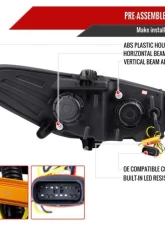 Spec-D Glossy Black Housing Smoke Lens Switchback Sequential Turn Signal Projector Headlights Ford Fusion 2013-2016                                     - 2LHP-FUS13G-SQ-TM - Image 8