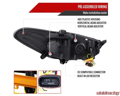Spec-D Glossy Black Housing Smoke Lens Switchback Sequential Turn Signal Projector Headlights Ford Fusion 2013-2016 - 2LHP-FUS13G-SQ-TM