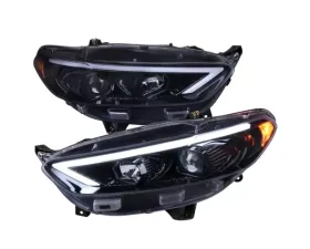 Spec-D Glossy Black Housing Smoke Lens Switchback Sequential Turn Signal Projector Headlights Ford Fusion 2013-2016
