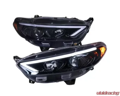 Spec-D Glossy Black Housing Smoke Lens Switchback Sequential Turn Signal Projector Headlights Ford Fusion 2013-2016 - 2LHP-FUS13G-SQ-TM