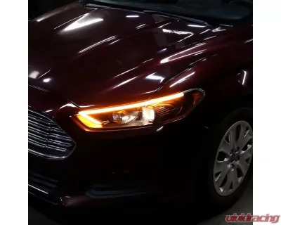 Spec-D Matte Black Housing Clear Lens Switchback Sequential Turn Signal Projector Headlights Ford Fusion 2013-2016 - 2LHP-FUS13JM-SQ-TM