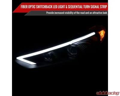 Spec-D Matte Black Housing Clear Lens Switchback Sequential Turn Signal Projector Headlights Ford Fusion 2013-2016 - 2LHP-FUS13JM-SQ-TM