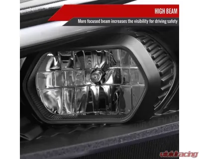 Spec-D Matte Black Housing Clear Lens Switchback Sequential Turn Signal Projector Headlights Ford Fusion 2013-2016 - 2LHP-FUS13JM-SQ-TM