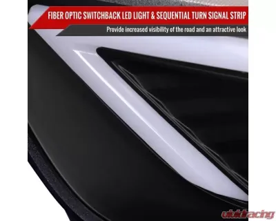 Spec-D Matte Black Housing Clear Lens Switchback Sequential Turn Signal Projector Headlights Ford Fusion 2013-2016 - 2LHP-FUS13JM-SQ-TM