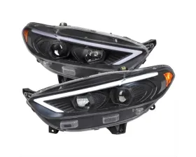 Spec-D Matte Black Housing Clear Lens Switchback Sequential Turn Signal Projector Headlights Ford Fusion 2013-2016