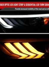Spec-D Jet Black Housing Clear Lens HID-Type LED Sequential Turn Signal Projector Headlights Ford Mustang 2015-2017                                     - 2LHP-MST15BK-SQ-TM - Image 3