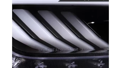 Spec-D LED Sequential Turn Signal Projector Headlights (Jet Black Housing/Clear Lens) Ford Mustang 2015-2020                                     - 2LHP-MST15BK-SQ-TM - Image 6