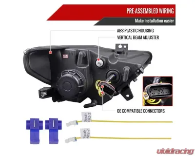 Spec-D Jet Black Housing Clear Lens HID-Type LED Sequential Turn Signal Projector Headlights Ford Mustang 2015-2017 - 2LHP-MST15BK-SQ-TM