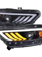 Spec-D Jet Black Housing Clear Lens HID-Type LED Sequential Turn Signal Projector Headlights Ford Mustang 2015-2017                                     - 2LHP-MST15BK-SQ-TM - Image 11