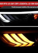 Spec-D Glossy Black Housing Smoke Lens HID-Type LED Sequential Turn Signal Projector Headlights Ford Mustang 2015-2017                                     - 2LHP-MST15G-SQ-TM - Image 3