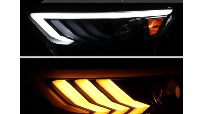 Spec-D LED Sequential Turn Signal Projector Headlights (Glossy Black Housing/Smoked Lens) Ford Mustang 2015-2020                                     - 2LHP-MST15G-SQ-TM - Image 3