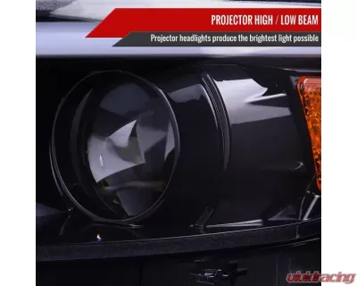Spec-D Glossy Black Housing Smoke Lens HID-Type LED Sequential Turn Signal Projector Headlights Ford Mustang 2015-2017 - 2LHP-MST15G-SQ-TM
