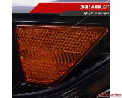 Spec-D Glossy Black Housing Smoke Lens HID-Type LED Sequential Turn Signal Projector Headlights Ford Mustang 2015-2017 - 2LHP-MST15G-SQ-TM