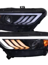 Spec-D Glossy Black Housing Smoke Lens HID-Type LED Sequential Turn Signal Projector Headlights Ford Mustang 2015-2017                                     - 2LHP-MST15G-SQ-TM - Image 11