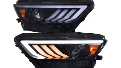 Spec-D LED Sequential Turn Signal Projector Headlights (Glossy Black Housing/Smoked Lens) Ford Mustang 2015-2020                                     - 2LHP-MST15G-SQ-TM - Image 11