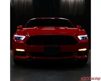 Spec-D Matte Black Housing Clear Lens HID-Type LED Sequential Turn Signal Projector Headlights Ford Mustang 2015-2017 - 2LHP-MST15JM-SQ-TM