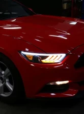 Spec-D Matte Black Housing Clear Lens HID-Type LED Sequential Turn Signal Projector Headlights Ford Mustang 2015-2017                                     - 2LHP-MST15JM-SQ-TM - Image 13