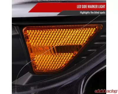 Spec-D Matte Black Housing Clear Lens HID-Type LED Sequential Turn Signal Projector Headlights Ford Mustang 2015-2017 - 2LHP-MST15JM-SQ-TM