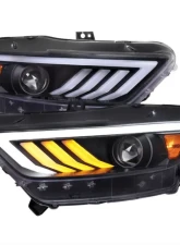 Spec-D Matte Black Housing Clear Lens HID-Type LED Sequential Turn Signal Projector Headlights Ford Mustang 2015-2017                                     - 2LHP-MST15JM-SQ-TM - Image 13