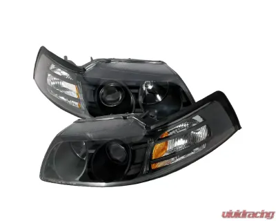 Spec-D Halo Projector Headlights Black Ford Mustang 1999-2004 - 2LHP-MST99JM-KS