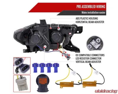 Spec-D Switchback LED C-Bar Projector Headlights (Matte Black Housing/Clear Lens) Toyota Tacoma 2016-2023 - 2LHP-TAC16JM-TM