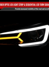 Spec-D Sti Projector Headlights Drl Led Bar Glossy Black Housing Clear Lens Switchback And Sequential Turn Signal Subaru WRX 2015-2021                                     - 2LHP-WRX15BK-SQ-TM - Image 2