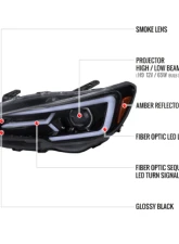 Spec-D Sti Projector Headlights Drl Led Bar Glossy Black Housing Smoked Lens Switchback And Sequential Turn Signal Subaru WRX 2015-2021                                     - 2LHP-WRX15G-SQ-TM - Image 8