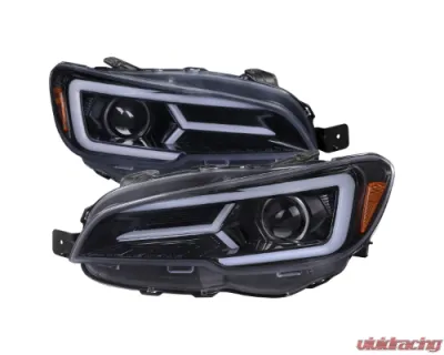Spec-D Sti Projector Headlights Drl Led Bar Glossy Black Housing Smoked Lens Switchback And Sequential Turn Signal Subaru WRX 2015-2021 - 2LHP-WRX15G-SQ-TM