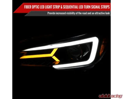 Spec-D Sti Projector Headlights Drl Led Bar Matte Black Housing Clear Lens Switchback And Sequential Turn Signal Subaru WRX 2015-2021 - 2LHP-WRX15JM-SQ-TM