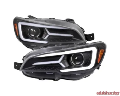Spec-D Sti Projector Headlights Drl Led Bar Matte Black Housing Clear Lens Switchback And Sequential Turn Signal Subaru WRX 2015-2021 - 2LHP-WRX15JM-SQ-TM